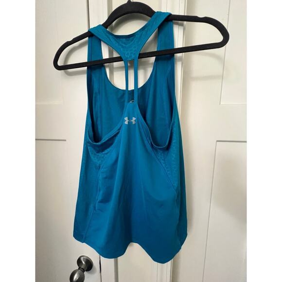 UNDER ARMOR HALTER YOGA RUNNING TOP HEAT GEAR TURQUOISE WOMENS SIZE PETITE SMALL - Picture 2 of 7